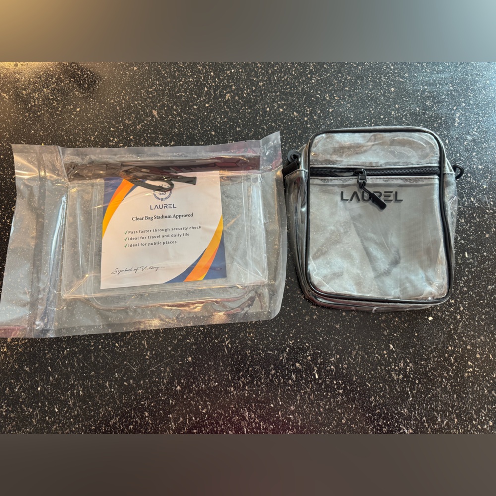 Clear stadium crossbody bag with pouches